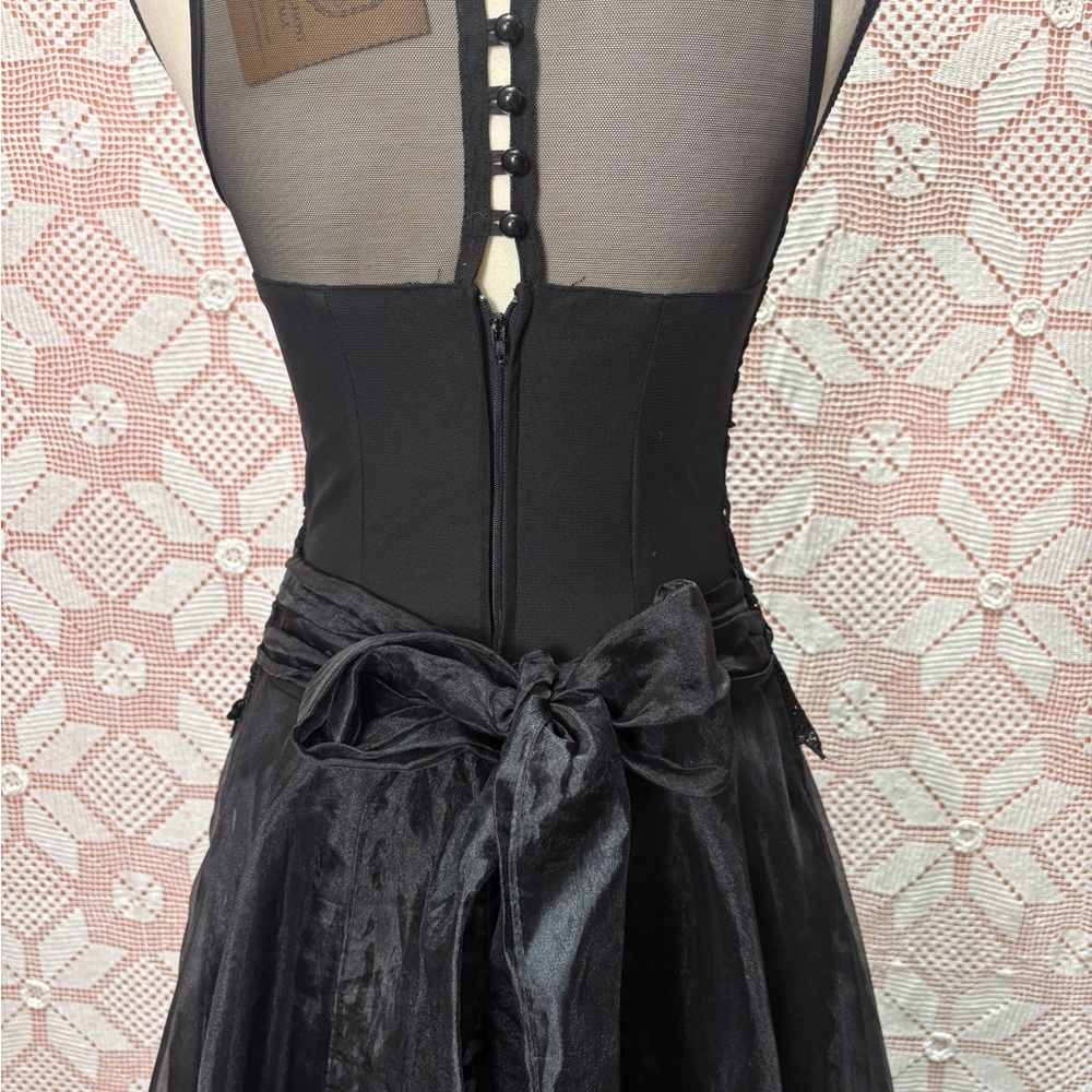 Vintage Vanessa Steven’s Elegant Black Lace Evening Gown Sz Sm - Picture 7 of 8